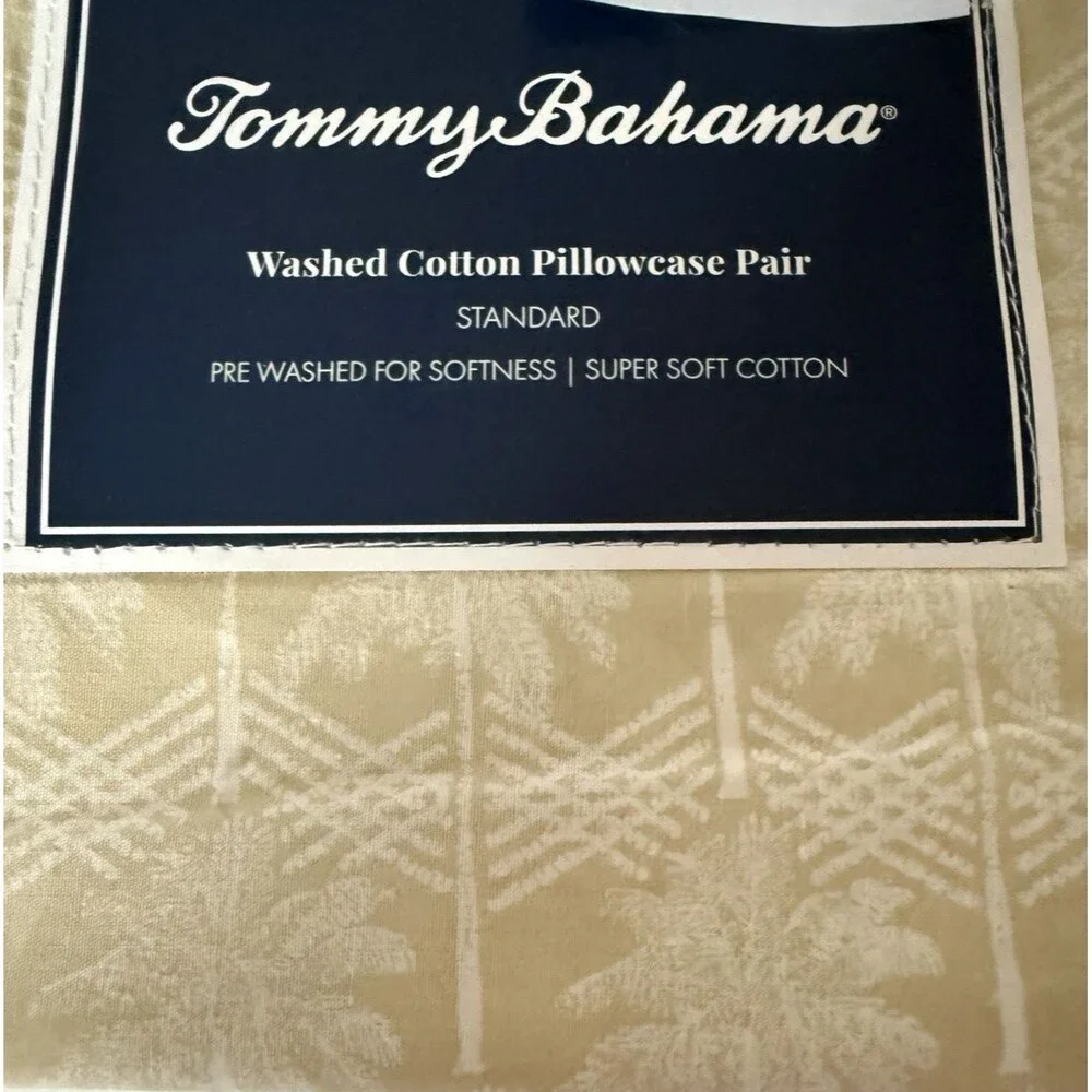 Tommy Bahama Diamond Palm Beige Standard Pillowcases 100% Cotton Set of 2
